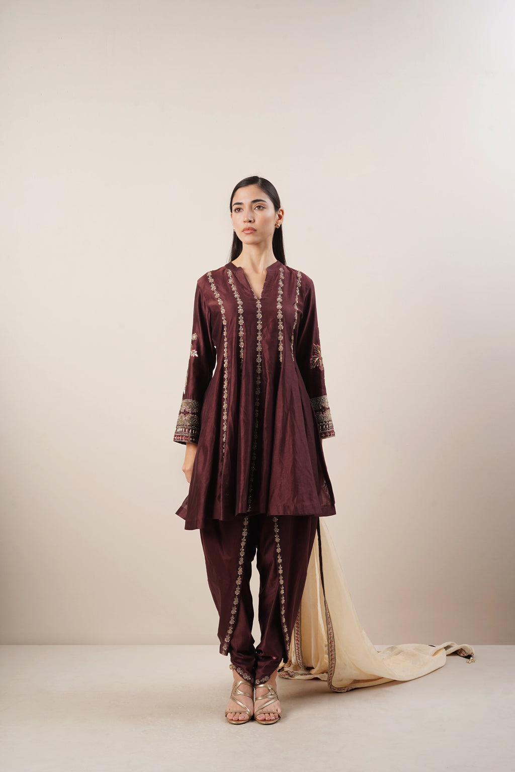 Secret Closet Gulbahar Peplum Kurta Set in Ember