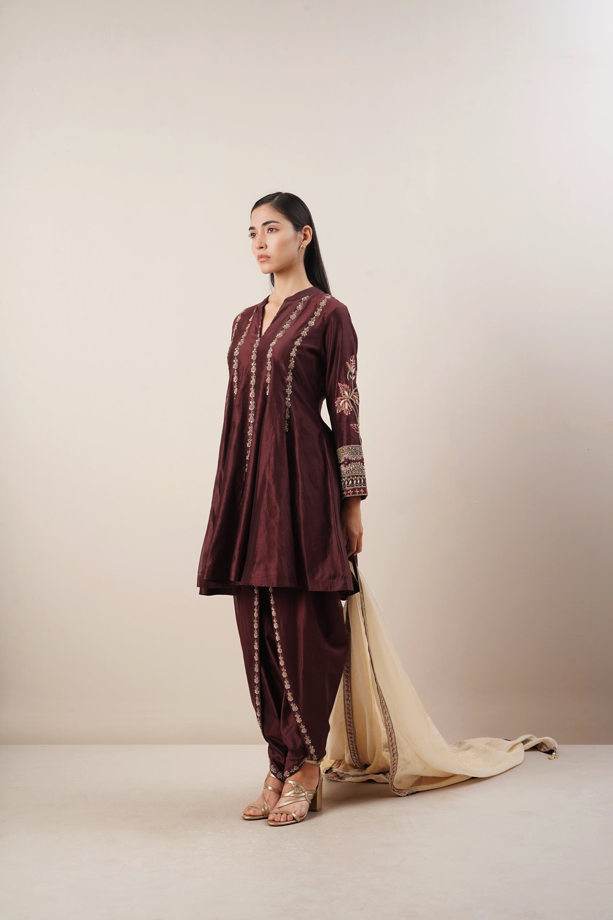 Secret Closet Gulbahar Peplum Kurta Set in Ember