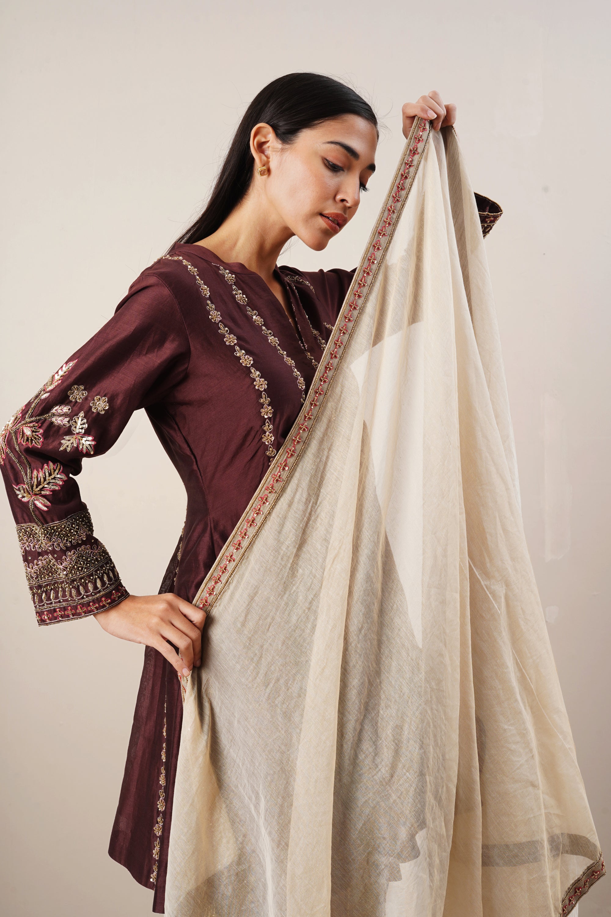 Secret Closet Gulbahar Peplum Kurta Set in Ember