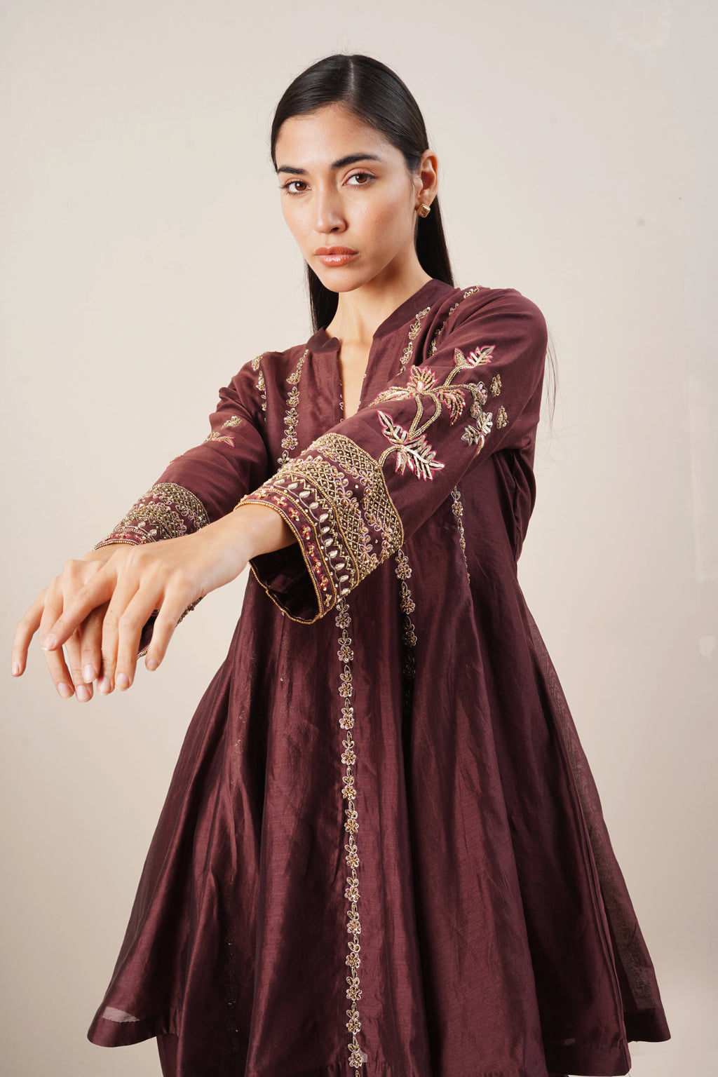 Secret Closet Gulbahar Peplum Kurta Set in Ember