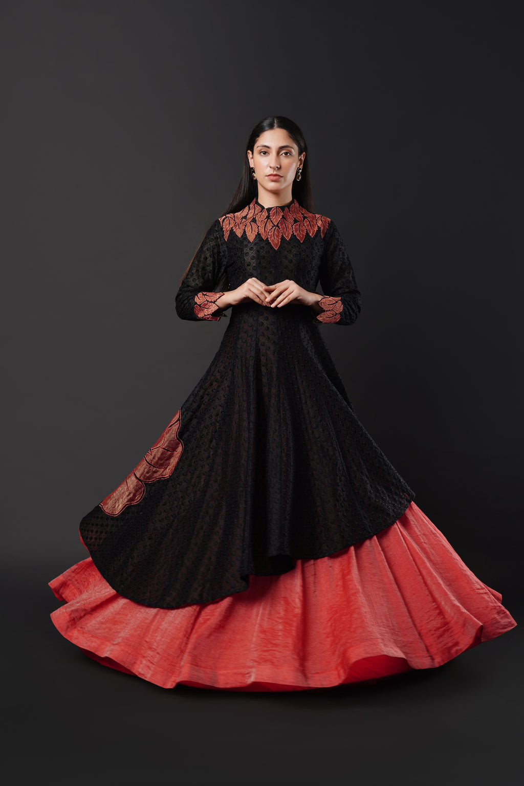 Secret Closet Red Rose Anarkali Lehenga Set