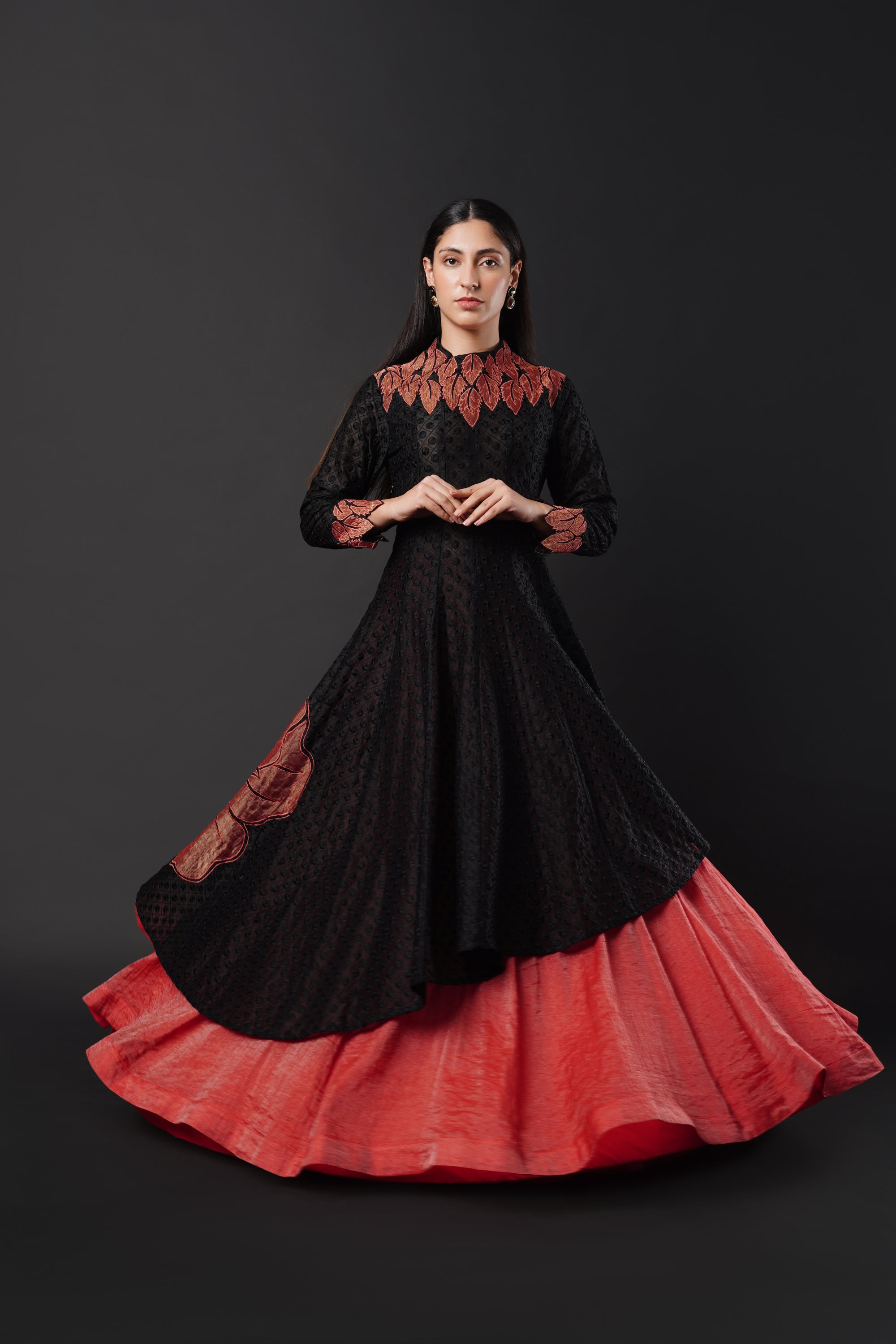 Secret Closet Red Rose Anarkali Lehenga Set